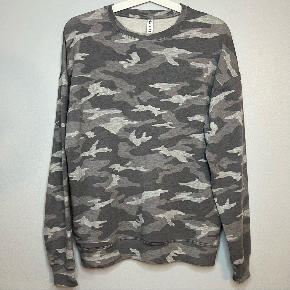 Athleta Women's Balance Pullover Sweatshirt Top Camo Lux Gray Size XXS XS Soft